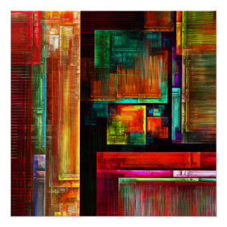 Póster Coloridas plazas Patrón de arte abstracto moderno