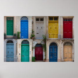 Póster Coloridas puertas delanteras en Malta