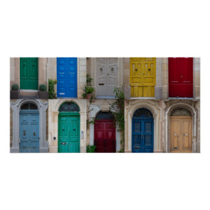 Póster Coloridas puertas delanteras en Malta