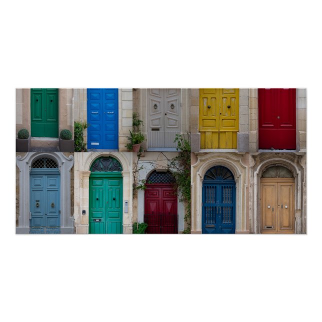 Póster Coloridas puertas delanteras en Malta (Anverso)