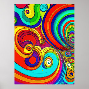 Póster Coloridas Y Groovy Arcoiris Swirls