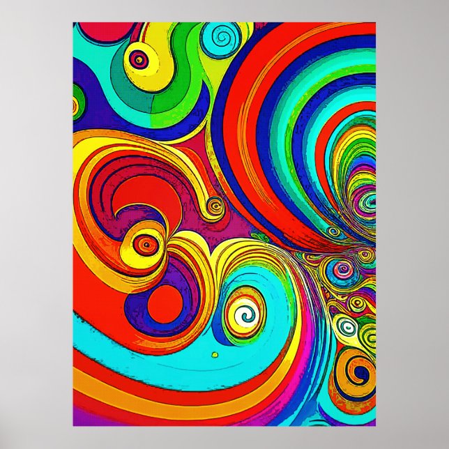 Póster Coloridas Y Groovy Arcoiris Swirls (Frente)