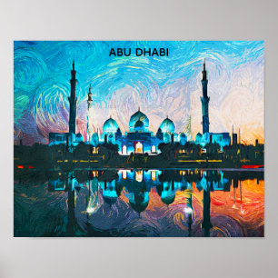 Póster Colorido Abu Dabi Emiratos Árabes Unidos Pintura a
