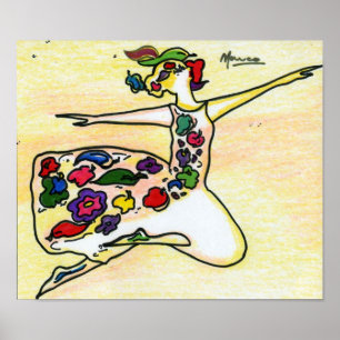 Póster Colorido acuarela vestido floral Ballerina