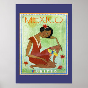 Póster Colorido afiche de viaje mexicano