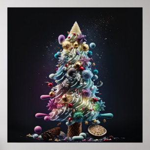 Póster Colorido árbol navideño