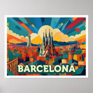 Póster Colorido artístico de Barcelona España