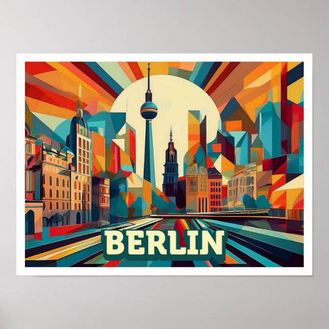 Póster Colorido artístico de la Alemania de Berlín (Frente)