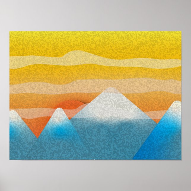 Póster Colorido atardecer de montaña (Frente)