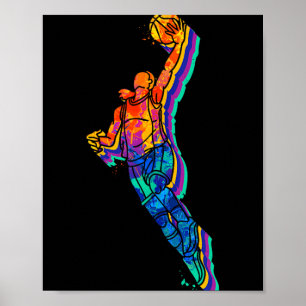 Póster Colorido baloncesto Dunk Resumen Deportivo Tanque 