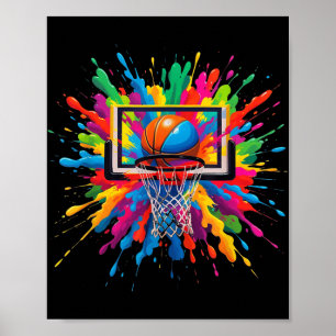 Póster Colorido baloncesto Tie Dye Hoop Net Slam Dunk Spl