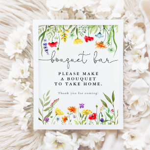 Póster Colorido bar de flores silvestres cartel de bar de