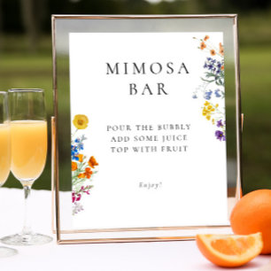 Póster Colorido bar de flores silvestres de época Mimosa