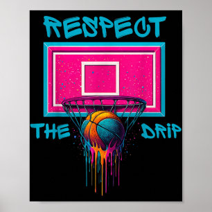 Póster Colorido Básquetbol Rasgo Color Splash Hoop Net