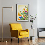 Póster Colorido bosque floral pintura digital original<br><div class="desc">Decoración de la pared con este original y colorido bosque de boho con flores,  en tonos verdes,  amarillos,  naranjas y violetas. Crédito de la foto de portada: Kim Idris</div>