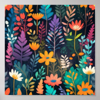 Colorido bosque floral pintura digital original