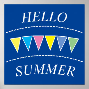 Póster Colorido Bunting Hello Summer