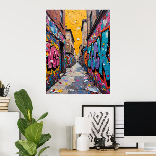 Póster Colorido callejón urbano