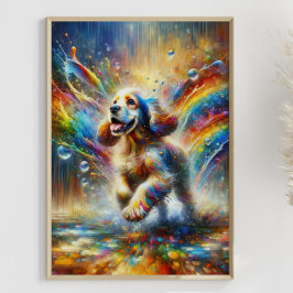 Póster Colorido Cocker Spaniel Rainbow Splatter Personali