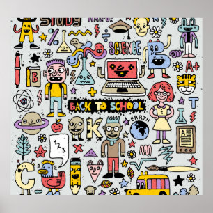 Póster Colorido conjunto de cosechas de Doodle School