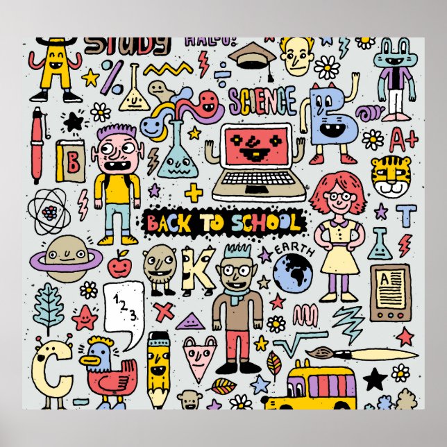 Póster Colorido conjunto de cosechas de Doodle School (Frente)