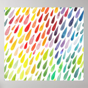 Póster Colorido conjunto de salpicaduras de acuarela