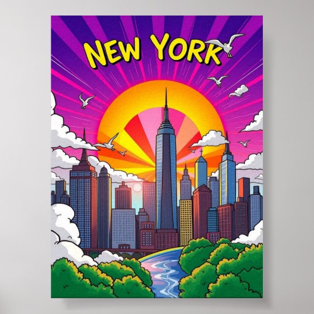 Póster Colorido de Nueva York (Frente)
