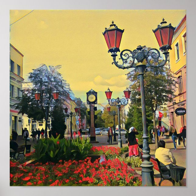 Póster Colorido de Paisaje Urbano (Frente)