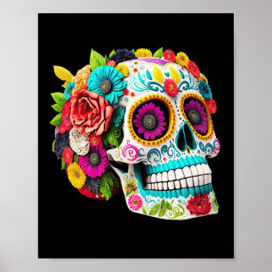 Póster Colorido Día de la Calavera del Azúcar Muerto