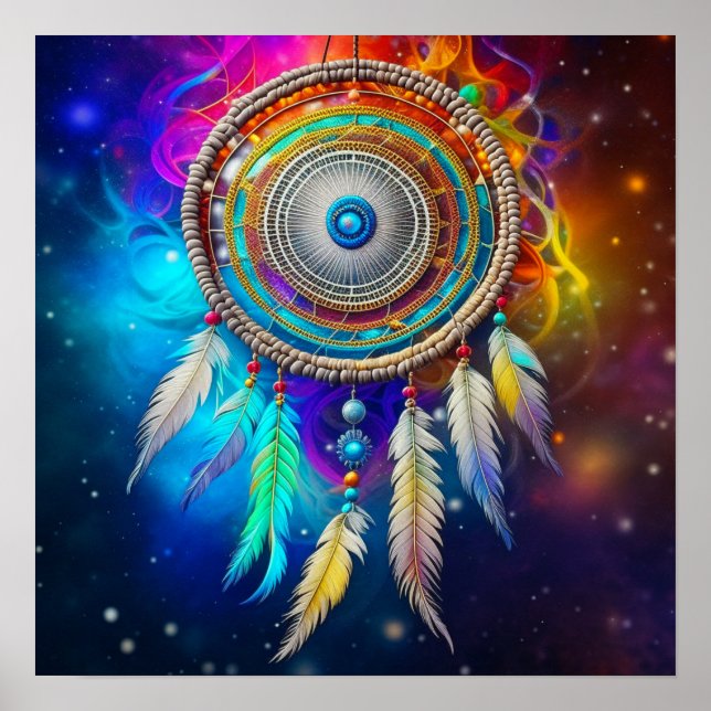 Póster Colorido Dreamcatcher místico (Frente)