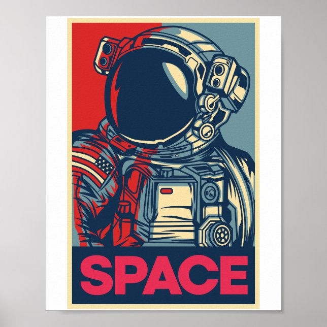 Póster Colorido espacio astronauta moderno (Frente)