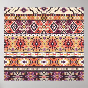 Póster Colorido estilo tribal, vibrante y sin fisuras.