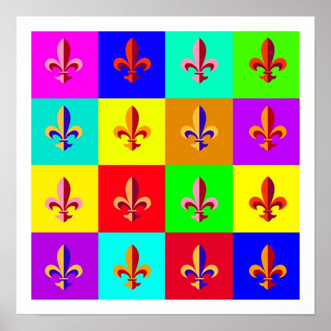 Póster Colorido Fleur-de-lis (Frente)