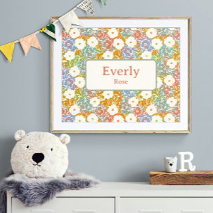 Póster Colorido Floral Nombre personalizado Moda Decoraci