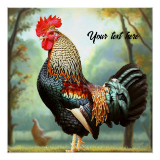 Póster Colorido gallo de Wyandotte