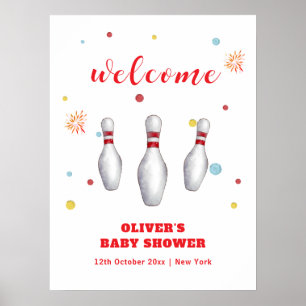 Póster Colorido Golpea Arriba Bienvenida de Baby Shower d