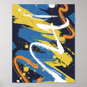 Póster Colorido Graffiti Abstracto Brotes de Pincel