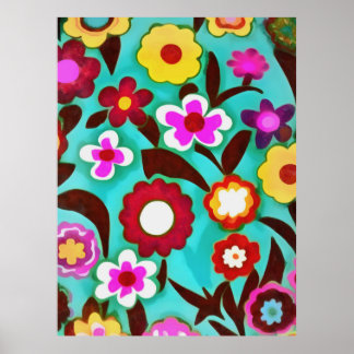 Póster Colorido Groovy Setentis Resumen Floral