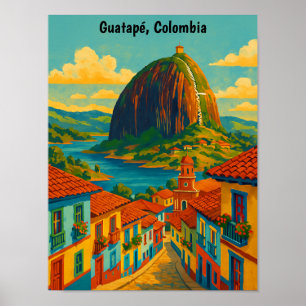Póster Colorido Guatape El Penol Roca Colombia