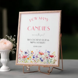 Póster Colorido juego de Baby Shower Candies con flores s
