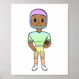Póster colorido jugador de fútbol retro arco iris vintage