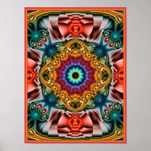 Póster Colorido Kaleidoscopio Psicodélico