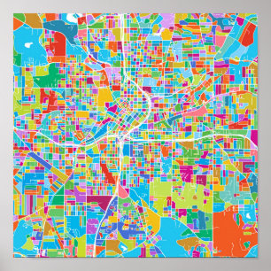Póster Colorido mapa de Atlanta