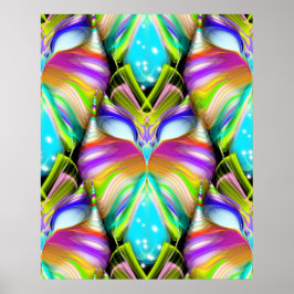 Póster Colorido modelo de búho de Oracle cian y negro