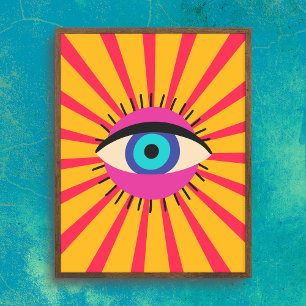 Póster Colorido Ojo Funky Mal