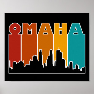 Póster Colorido Omaha Nebraska Retro Sunset