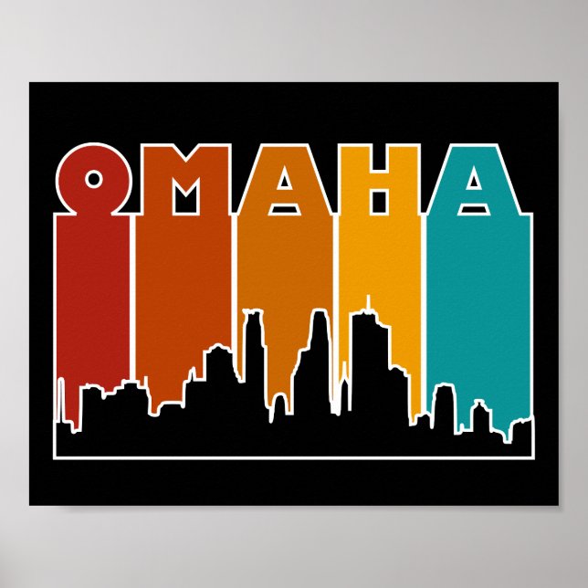 Póster Colorido Omaha Nebraska Retro Sunset (Frente)
