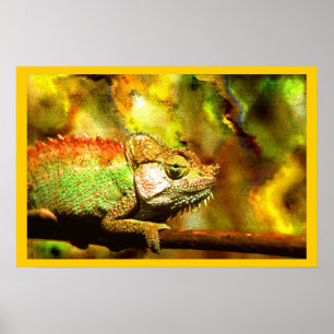 Póster Colorido Panther Chameleon Digital Aft