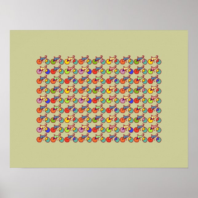 Póster colorido patrón de bicicleta (Frente)