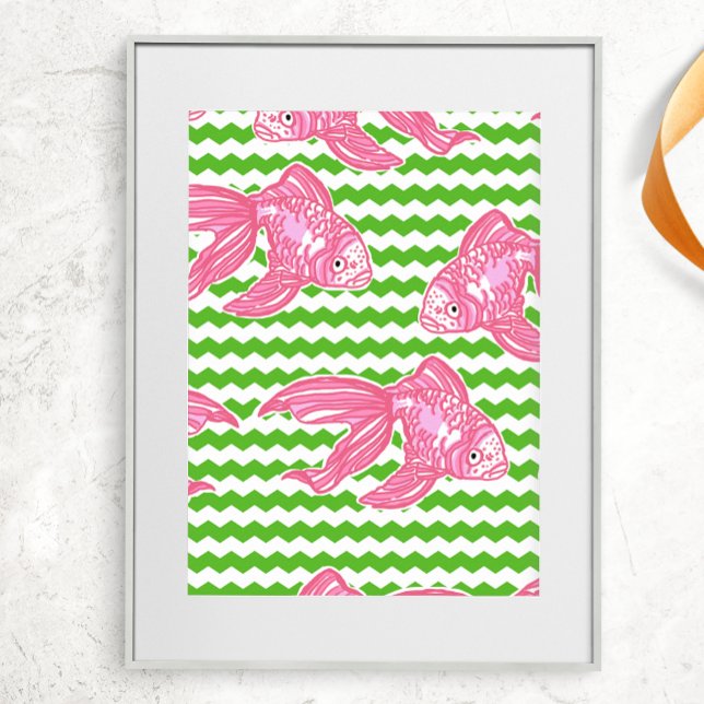 Póster Colorido patrón de peces rosados tropicales (Subido por el creador)